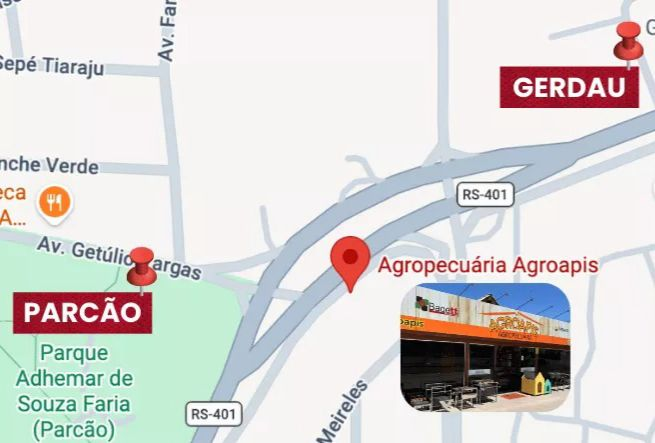 Mapa de localização da Agropecuária Agroapis em Charqueadas